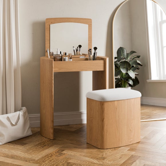 View Stevie Compact Dressing Table Set With Mirror And Stool View Stevie Compact Dressing Table Set With Mirror And Stool