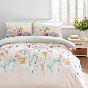 Catherine Lansfield Meadowsweet Floral Polycotton Duvet Cover & Pillowcase Set