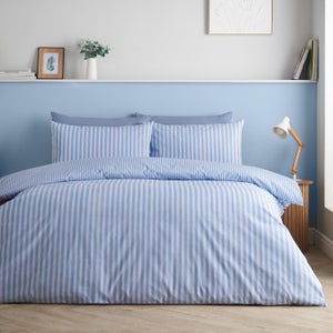 Catherine Lansfield Epping Textured Stripe Reversible Polycotton Duvet Cover & Pillowcase Set