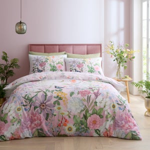 Rhs X Catherine Lansfield Enchanted Butterfly Garden Duvet Cover & Pillowcase Set