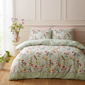 Rhs X Catherine Lansfield Birds In Bloom Duvet Cover & Pillowcase Set