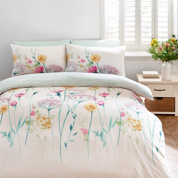 Catherine Lansfield Meadowsweet Floral Polycotton Duvet Cover & Pillowcase Set