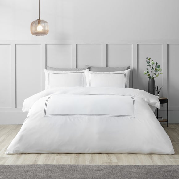 View Catherine Lansfield So Soft Mono Satin Stitch Duvet Cover & Pillowcase Set View Catherine Lansfield So Soft Mono Satin Stitch Duvet Cover & Pillowcase Set
