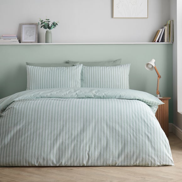 Catherine Lansfield Epping Textured Stripe Reversible Polycotton Duvet Cover & Pillowcase Set