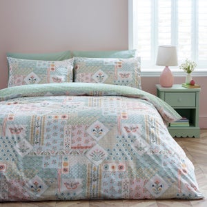 Catherine Lansfield Folk Patchwork Polycotton Duvet Cover & Pillowcase Set