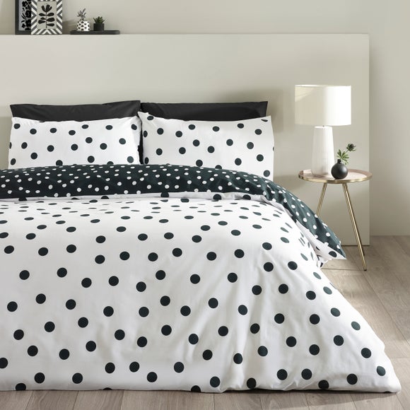 Catherine Lansfield Polka Dot Polycotton Duvet Cover & Pillowcase Set