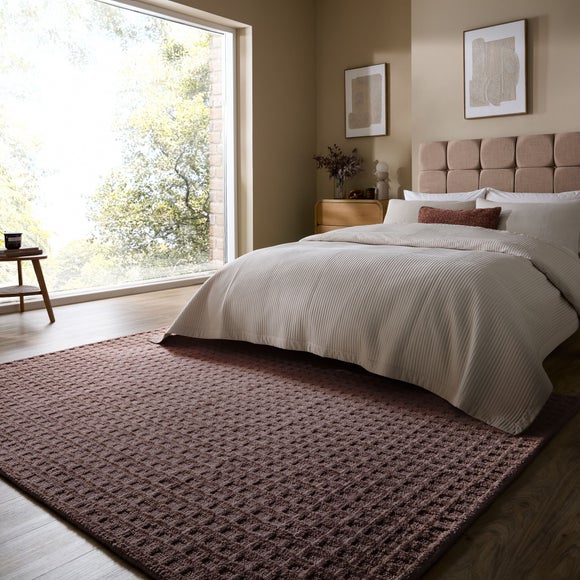 Textured Grid Checked Rug