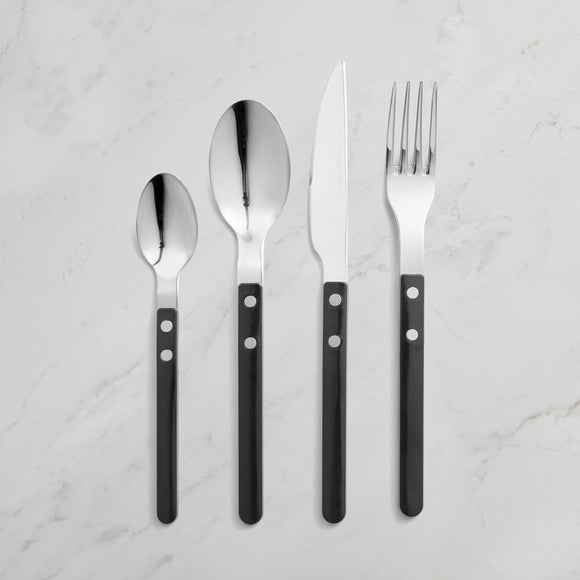 Bistro 16 Piece Black Cutlery Set