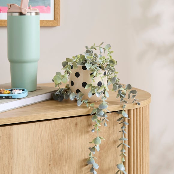 Artificial Trailing Eucalyptus in Polka Dot Ceramic Plant Pot