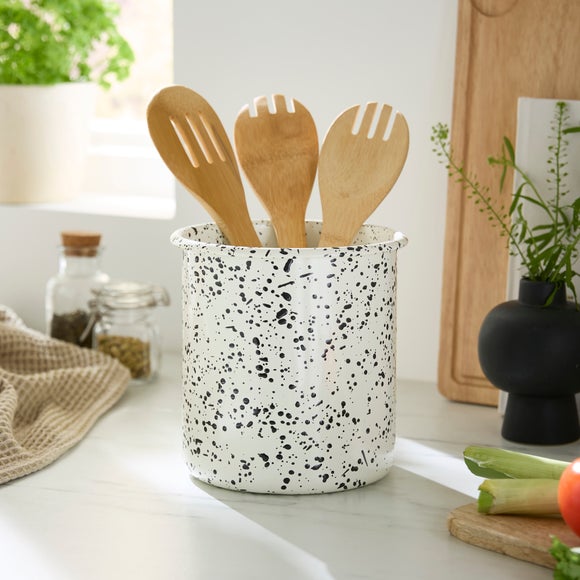 Enamel Black Splatter Utensil Holder