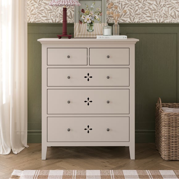 View Lynton Petal Cut 5 Drawer Chest View Lynton Petal Cut 5 Drawer Chest