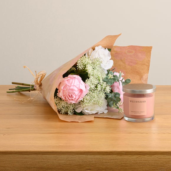 Click to view product details and reviews for Artificial Pink Peony Bouquet Wild Rhubarb Candle Gift Set. Click to view product details and reviews for Artificial Pink Peony Bouquet Wild Rhubarb Candle Gift Set.
