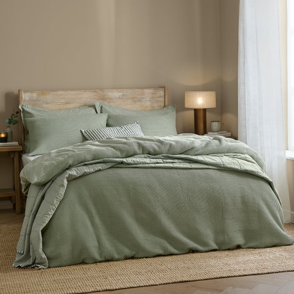 Yard Hebden Waffle 100% Cotton Duvet Cover & Pillowcase Set
