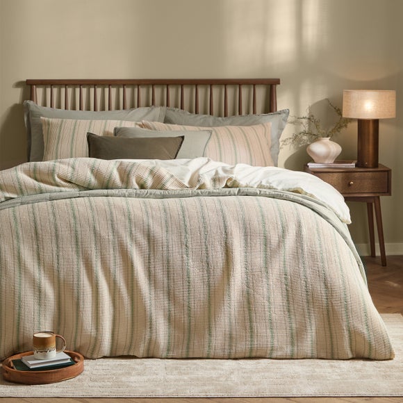Yard Waffle Stripe 100% Cotton Duvet Cover & Pillowcase Set