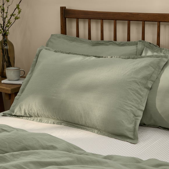 View Yard Hebden Washed Cotton Oxford Pillowcase Pair View Yard Hebden Washed Cotton Oxford Pillowcase Pair
