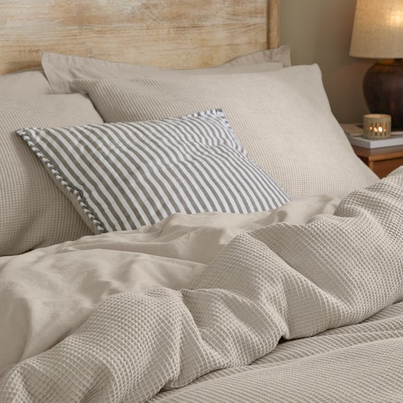 Photo 2 of Yard Hebden Waffle 100 Cotton Duvet Cover & Pillowcase Set