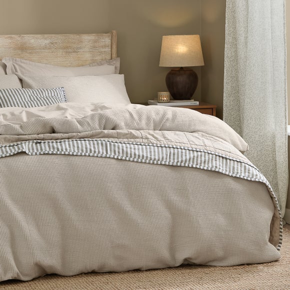 Photo 3 of Yard Hebden Waffle 100 Cotton Duvet Cover & Pillowcase Set