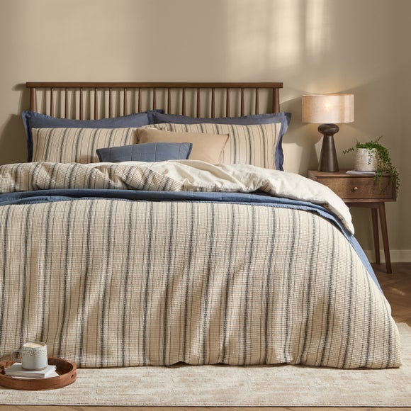 Photo 1 of Yard Waffle Stripe 100 Cotton Duvet Cover & Pillowcase Set