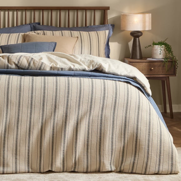 Photo 3 of Yard Waffle Stripe 100 Cotton Duvet Cover & Pillowcase Set
