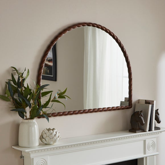 Lucia Twisted Wood Arched Overmantel Wall Mirror