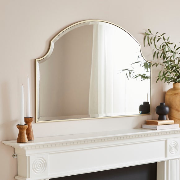 View Safi Bevelled Arch Overmantel Wall Mirror