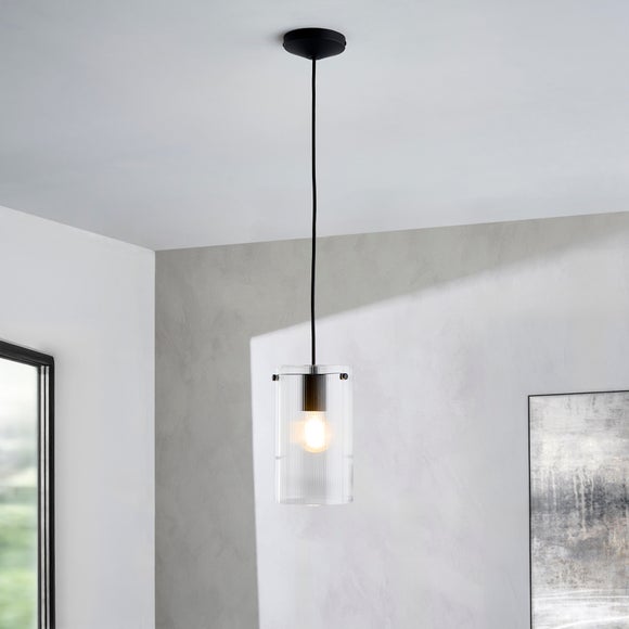 Sterling Ribbed Adjustable Pendant Light