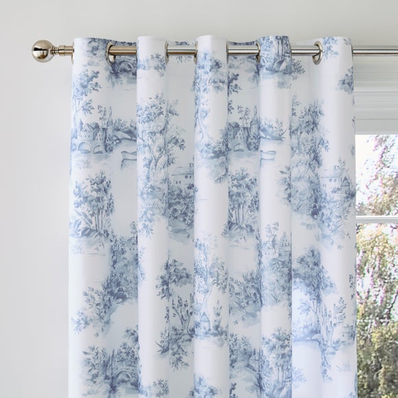 Toile Scene 100% Cotton Blackout Eyelet Curtains
