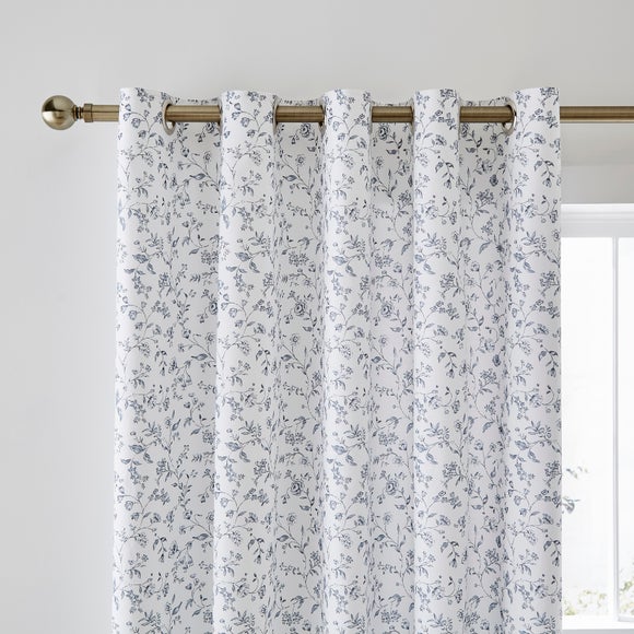 Floral Toile Polycotton Blackout Eyelet Curtains