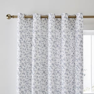 Floral Toile Polycotton Blackout Eyelet Curtains