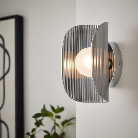 Curved Ribbed Glass Wall Light