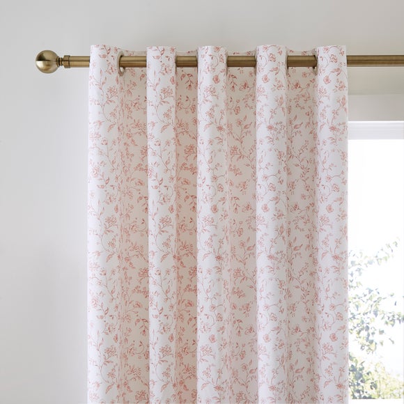 Floral Toile Polycotton Blackout Eyelet Curtains