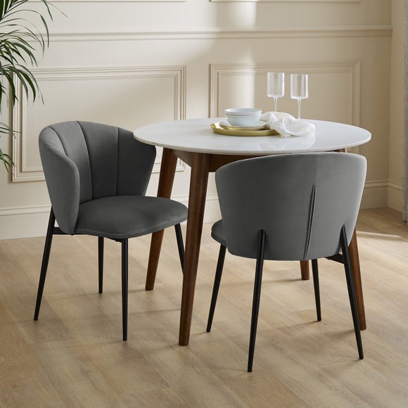 Kiley Dining Chair with Black Legs, Velvet