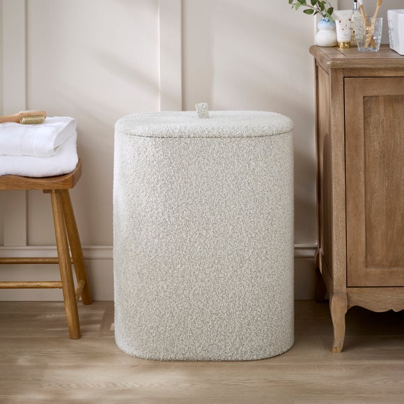 Boucle Double Compartment Laundry Basket