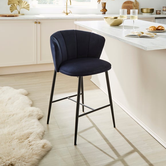 View Kiley Bar Stool With Black Legs- Velvet View Kiley Bar Stool With Black Legs- Velvet
