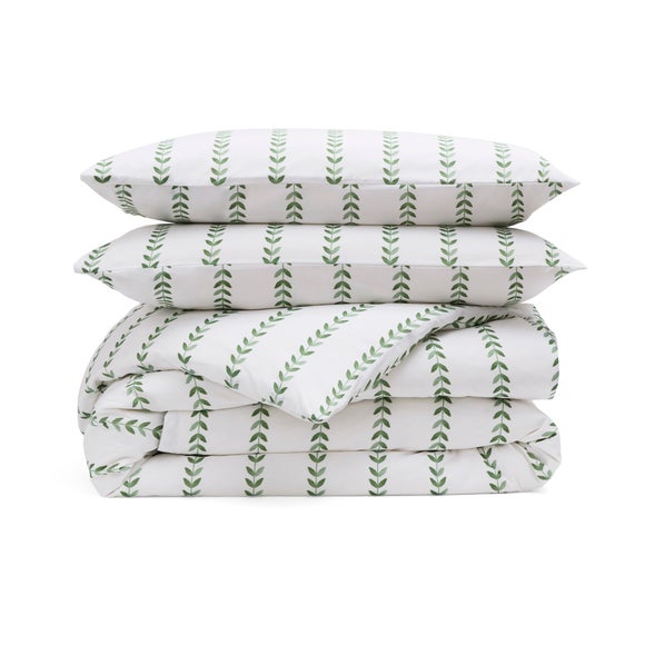 Photo 5 of Trailing Leaf Stripe 100 Cotton Duvet Cover & Pillowcase Set Photo 5 of Trailing Leaf Stripe 100 Cotton Duvet Cover & Pillowcase Set