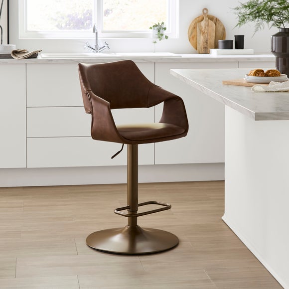 Marley Gaslift Barstool, Faux Leather
