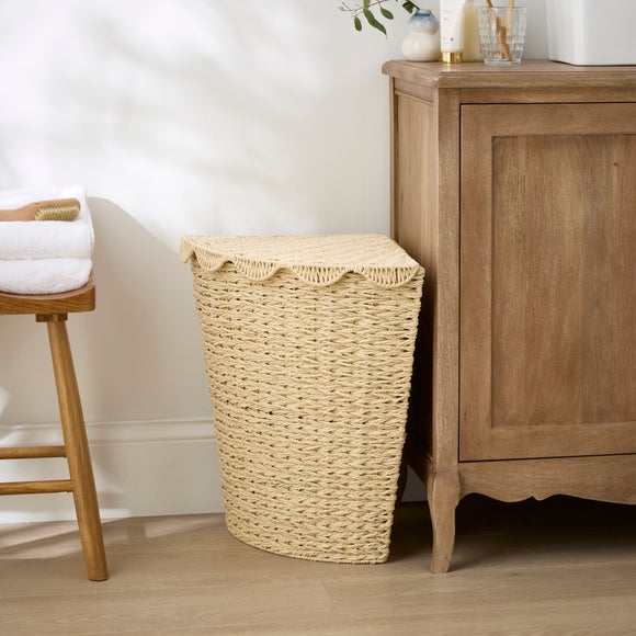 Wavy Edge Woven Corner Laundry Hamper