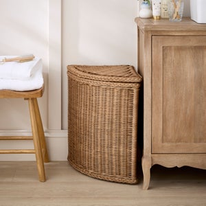 Vintage Style Corner Wicker Laundry Hamper