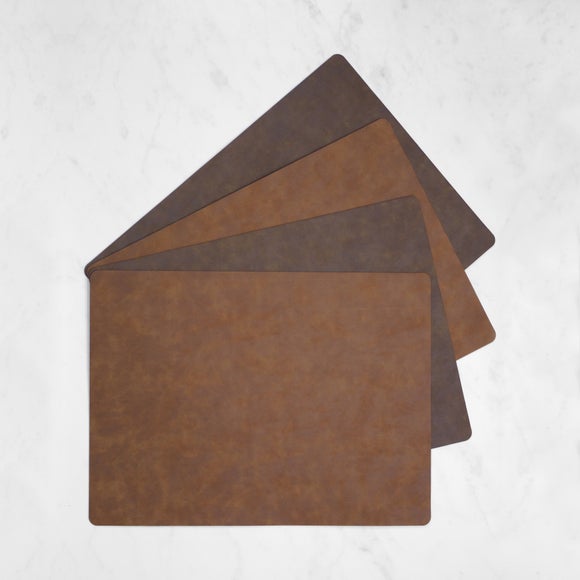 Set of 4 Faux Leather Reversible Placemats