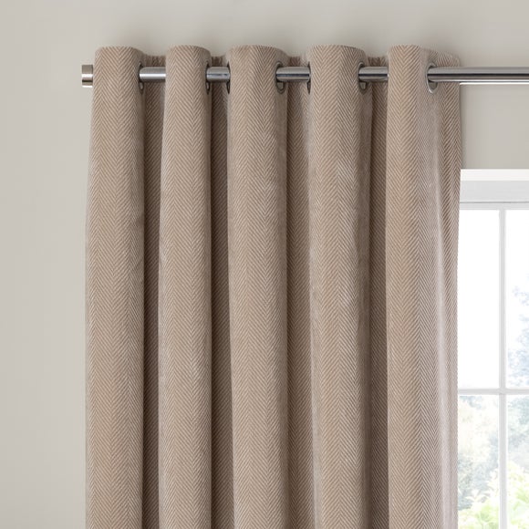 Soft Chenille Herringbone Eyelet Curtains