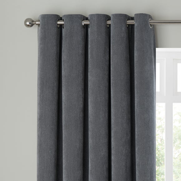 Soft Chenille Herringbone Eyelet Curtains