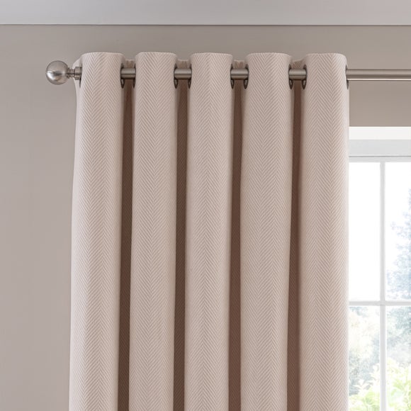 Soft Chenille Herringbone Eyelet Curtains