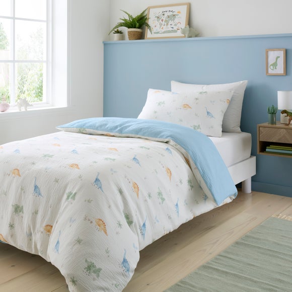 Dinosaur Cotton Muslin Quilt Cover & Pillowcase Set
