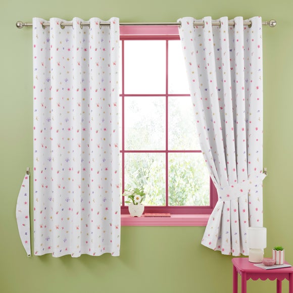 Floral Kitty Cats Eyelet Curtains