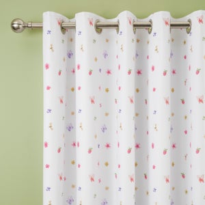 Floral Kitty Cats Eyelet Curtains