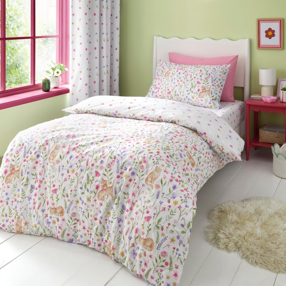 Floral Kitty Cats Quilt Cover & Pillowcase Set