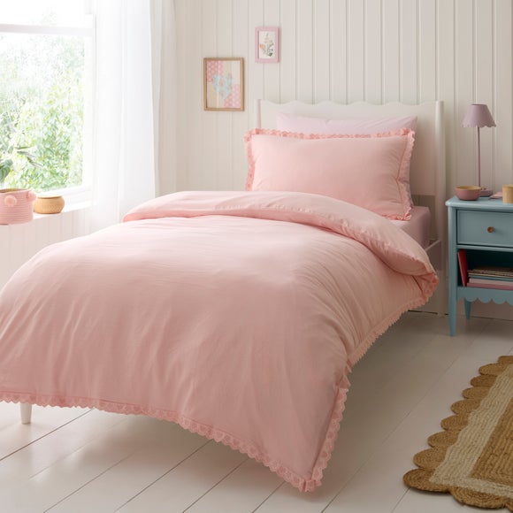 View Heart Embroidered Trim Quilt Cover & Pillowcase Set View Heart Embroidered Trim Quilt Cover & Pillowcase Set