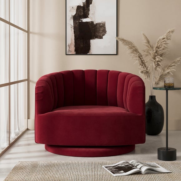 Elena Velvet Scalloped Swivel Chair