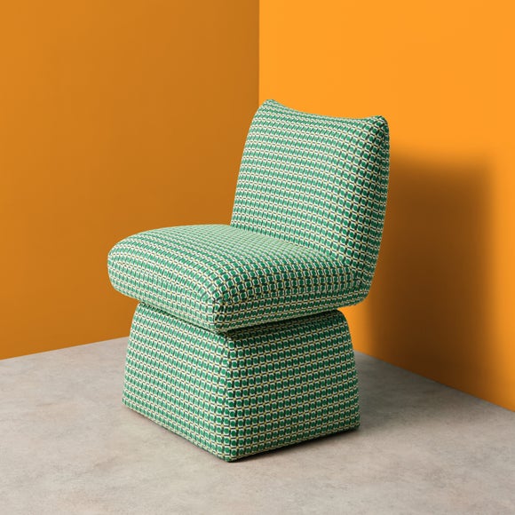 Yinka Ilori Swivel Dining Chair- Sweet Flows Green Fabric