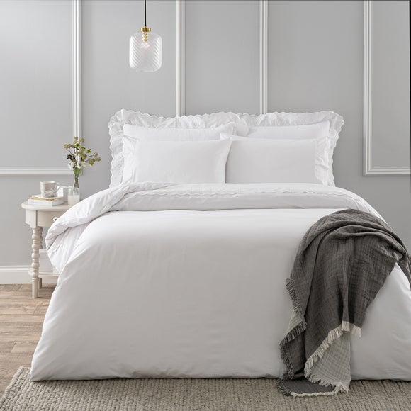 Broderie Lace Edge 100% Cotton Duvet Cover & Pillowcase Set